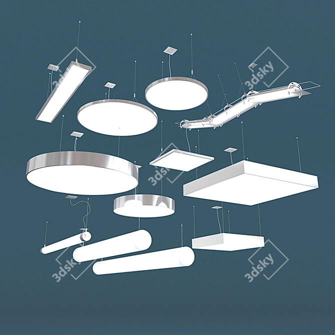 Sleek Office Lighting Solutions 3D model image 1