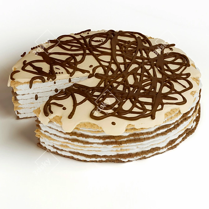 Creamy Waffle Cake - Heavenly Delight 3D model image 1