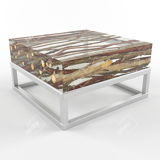 Driftwood Acrylic Coffee Table 3D model image 1