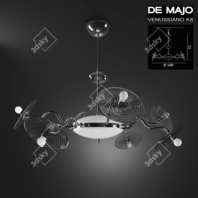 Modern 8-Light Murano Glass Chandelier 3D model image 1