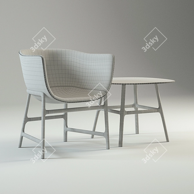  Petite Table & Chair Set: High-Quality 3D Model 3D model image 2