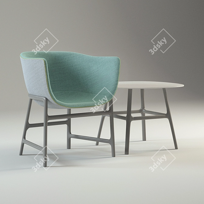  Petite Table & Chair Set: High-Quality 3D Model 3D model image 3