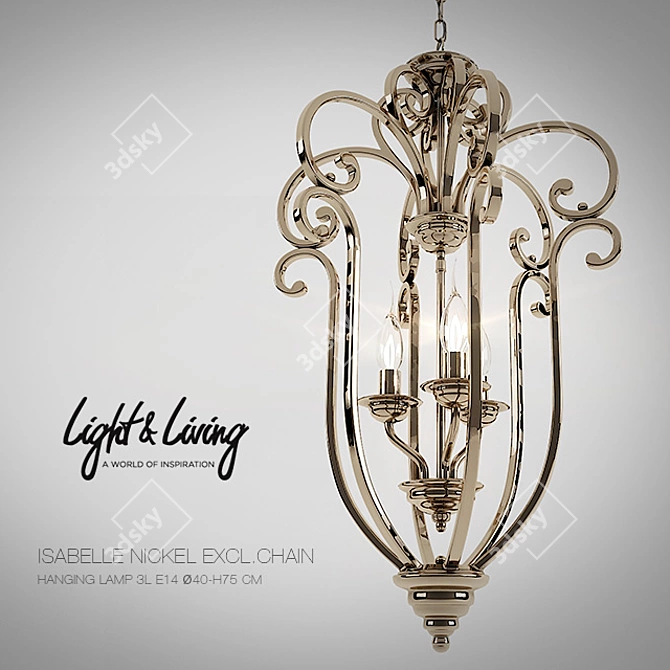 Elegant Nickel Chandelier: Isabelle 3D model image 1