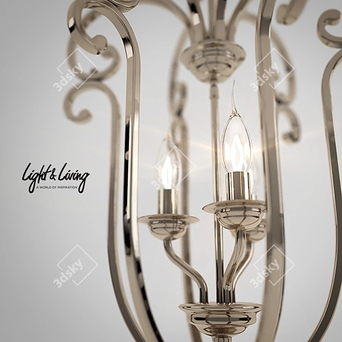 Elegant Nickel Chandelier: Isabelle 3D model image 2