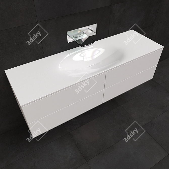 Elegant Burgbad Sink with Bandini Arya Mixer 3D model image 1