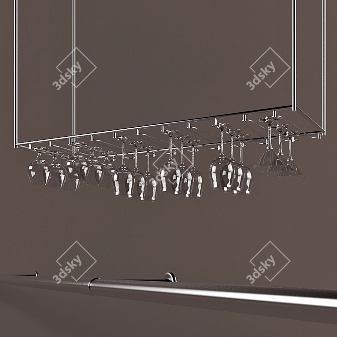 Rectangular Glass Holder & Bar Handrail 3D model image 1