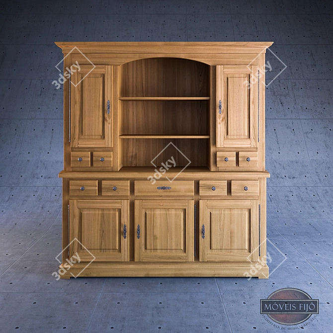 Elegant Buffet Wardrobe: 3-Door Storage Solution 3D model image 1