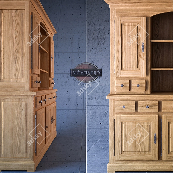 Elegant Buffet Wardrobe: 3-Door Storage Solution 3D model image 2