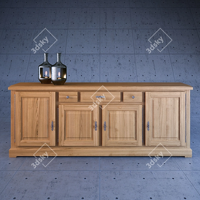 Modern Four-Door Cupboard 3D model image 1