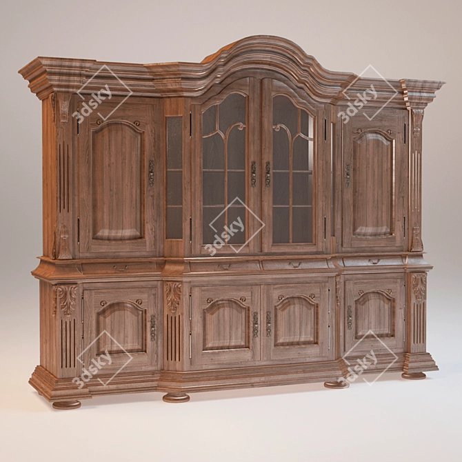 "Versailles 12" - Combined Wardrobe in Oak, 2650x2210x600 mm 3D model image 1