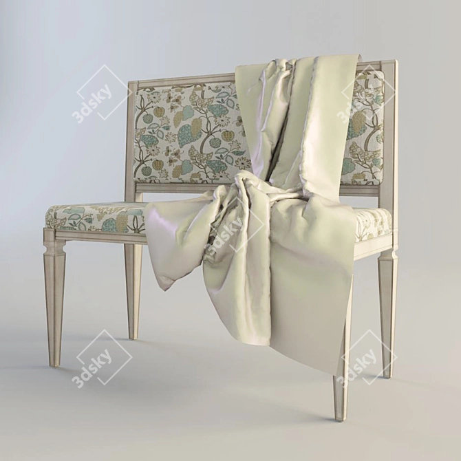 Hallway Bench with Textured Finish 3D model image 1