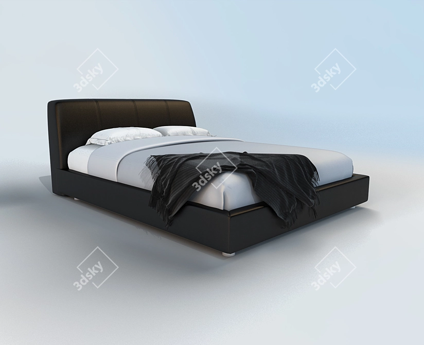 Elegance Bed Set - Deluxe Faux Leather, Stainless Steel Legs 3D model image 2