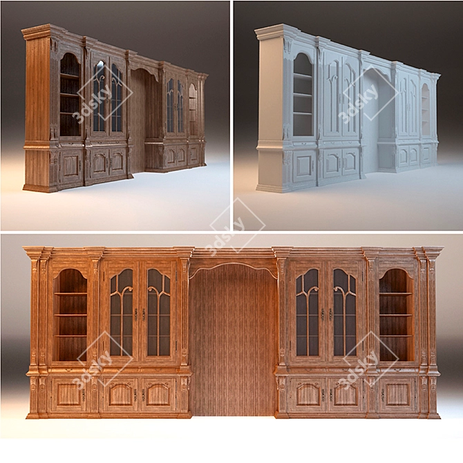 Versailles 15: Combined Oak Wardrobe 3D model image 1