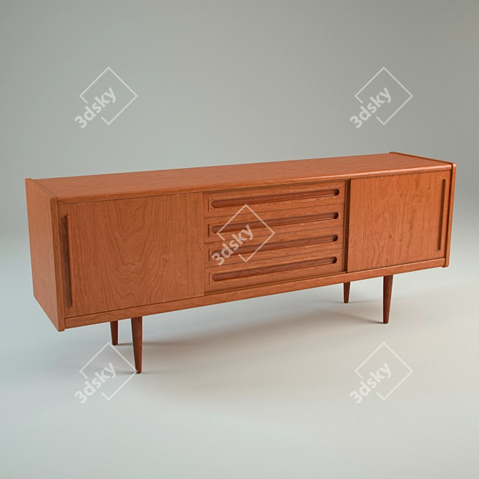 Authentic Aged Vintage Sideboard 3D model image 2