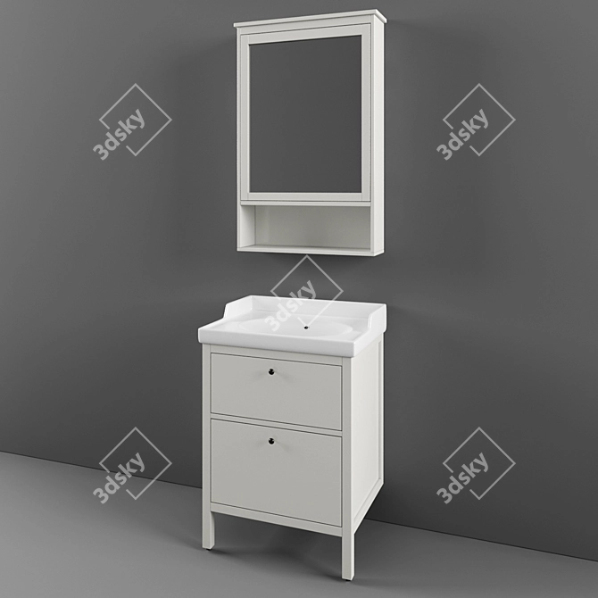 Modern White Bathroom Set - Hemnes/Rättviken 3D model image 1