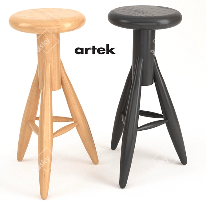 Artek Rocket Wooden Bar Stool 3D model image 1