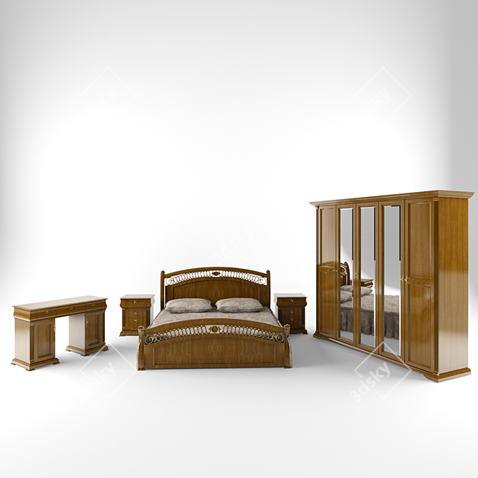 Title: Elegant Classic Bedroom Set 3D model image 1