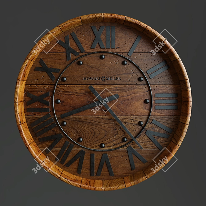 Elegant Oak Yorkshire Wall Clock 3D model image 2