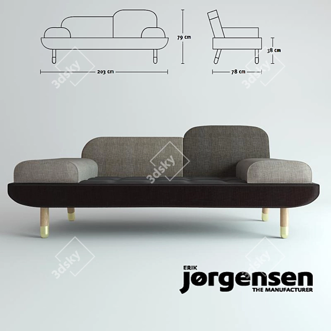 Versatile Upholstered Sofa 3D model image 1