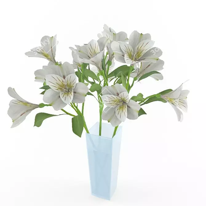 Elegant Alstroemeria Vase 3D model image 1