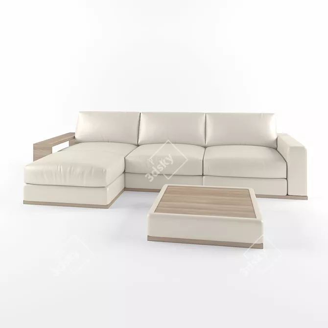 Modern Corner Sofa Set 3D model image 1