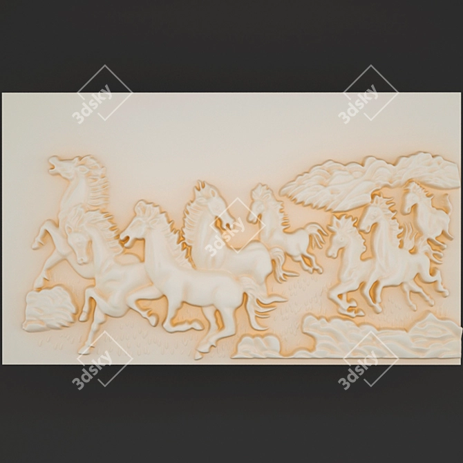 Equestrian Elegance: Handcrafted Horse Relief 3D model image 1