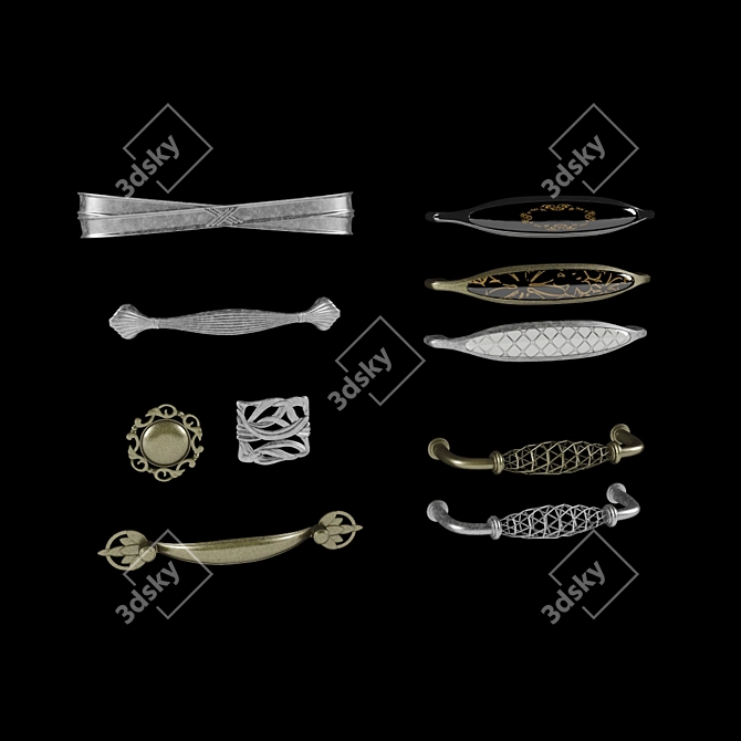 Elegant Furniture Handles Collection 3D model image 1