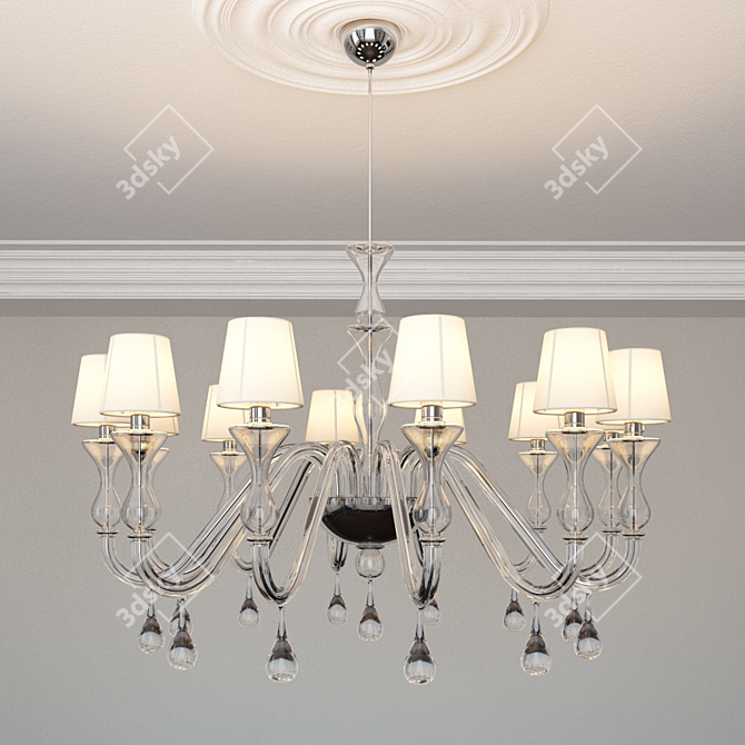 Elegant Brandy Chandelier: 122cm Diameter, 113.1cm Height 3D model image 1