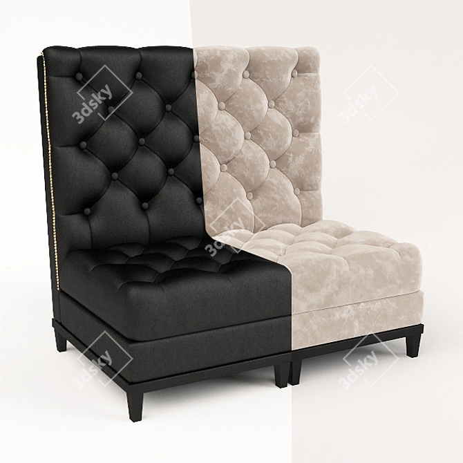 Elegant Quilted Sofa: Customizable with Leather and Velvet Textures 3D model image 3