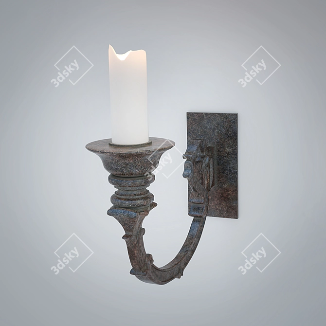 Elegant Forged Candlestick 3D model image 2