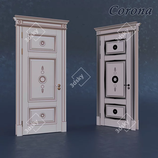 Classic Architectural Entry Door - 910x2225x120mm 3D model image 2