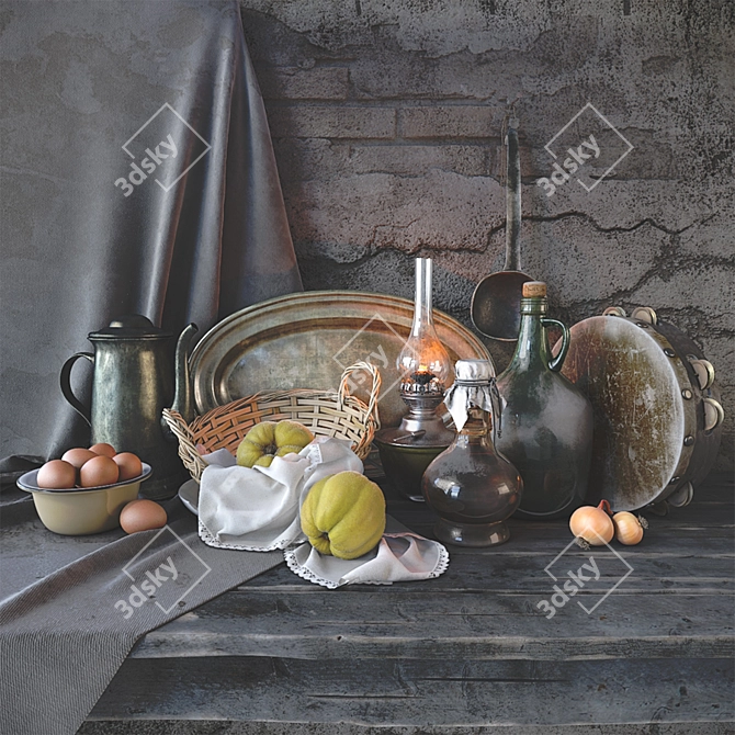 Elegant Still Life Art 3D model image 1