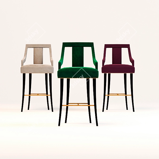 Elegant Eanda Bar Chair Set 3D model image 2