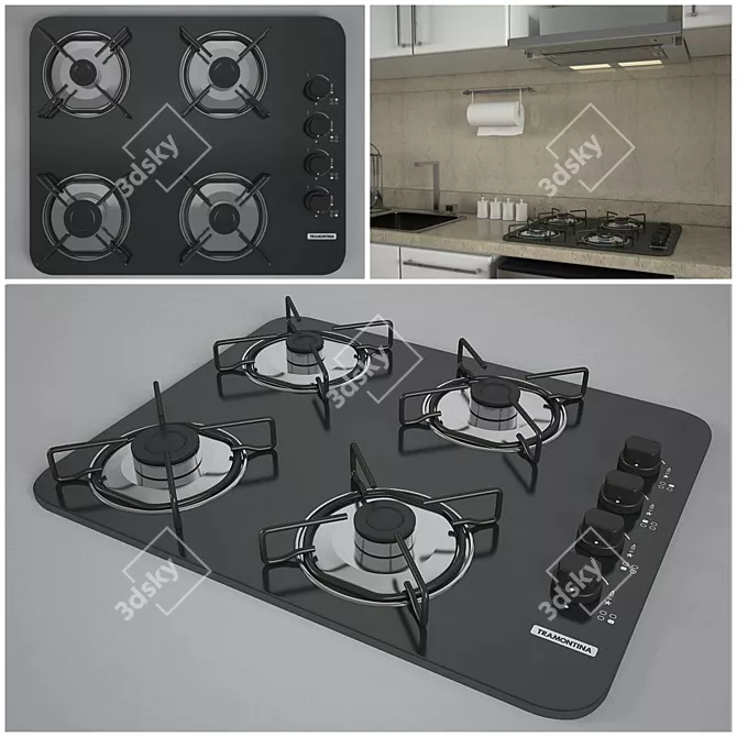Brazilian-made Tramontina 4GG 55 Cooktop 3D model image 1