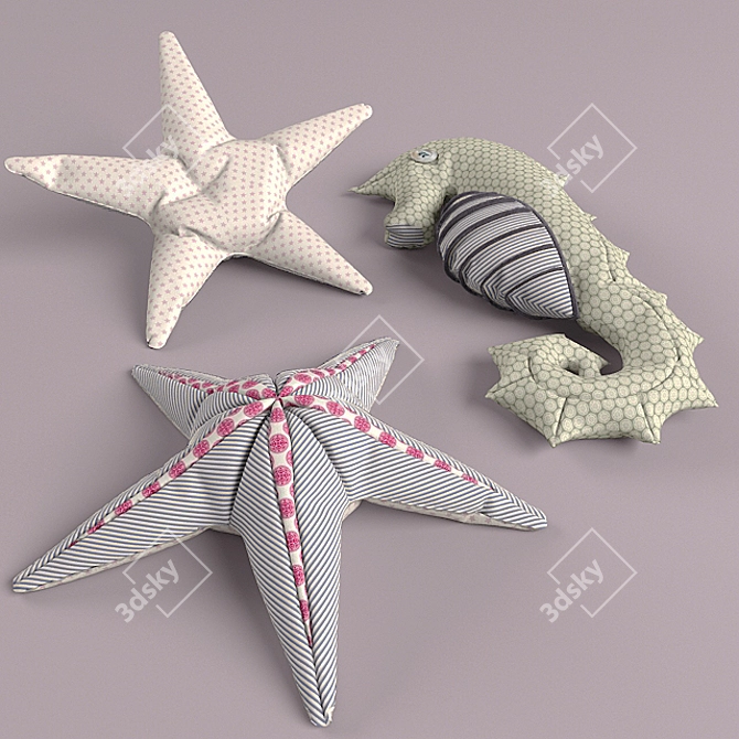 [Translation from Russian: Soft Handmade Toys]
Ocean Friends Plush Set 3D model image 1