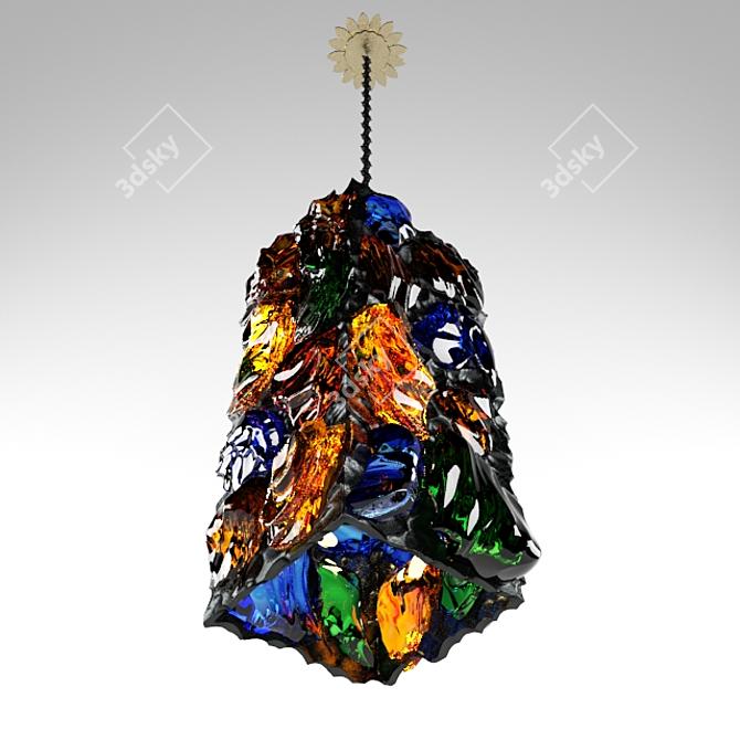 Colorful Resin Block Chandelier 3D model image 2