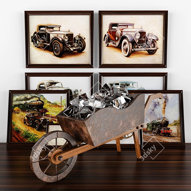 Vintage Figurine Trolley: Artistic Elegance 3D model image 1