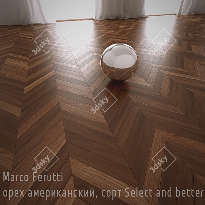 Title: Herringbone Parquet French: Marco Ferutti American Walnut 3D model image 1