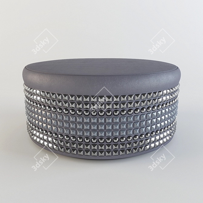 Luxury Salon Footstool: Sumptuous Fabric & Stud Detailing 3D model image 2