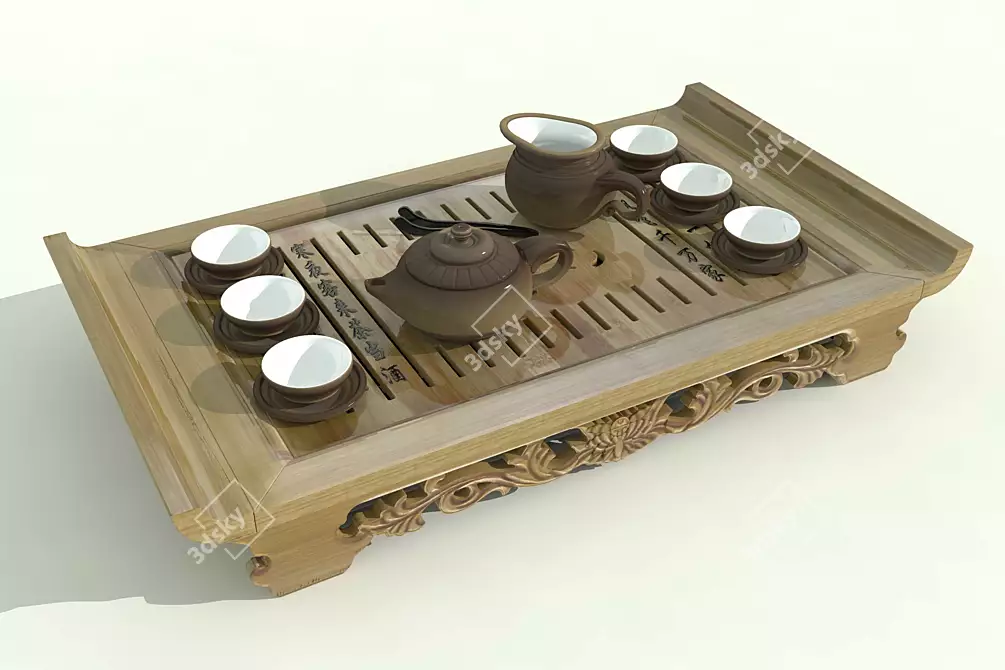 Zen Tea Ceremony Set 3D model image 1