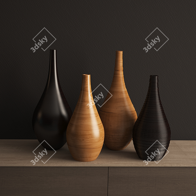 Elegant Wood Vase: Adriani & Rossi 3D model image 1