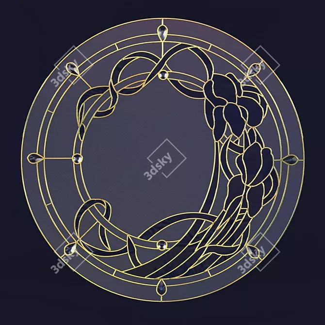 Elegant Beveled Glass Appliqué 3D model image 1