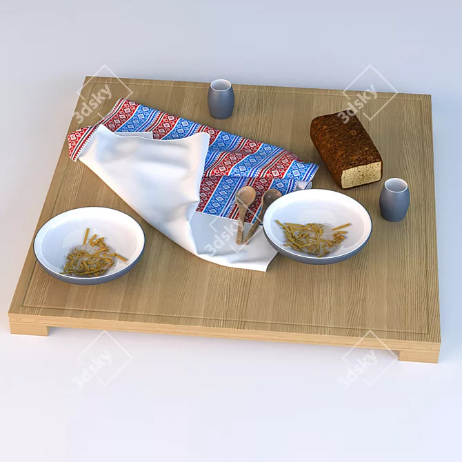 Elegant Dining Tableware 3D model image 1