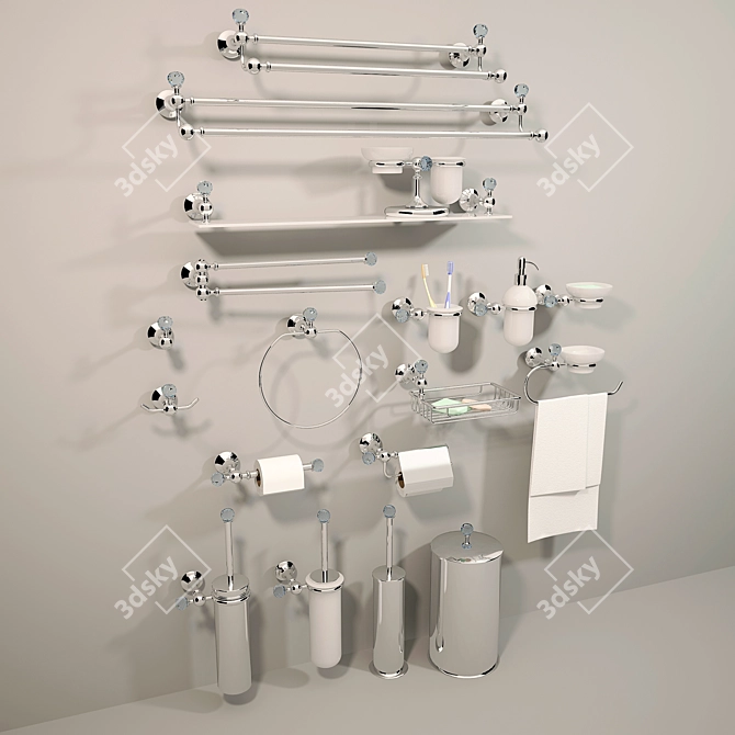 Folie: Chromed Bathroom Accessories with Swarovski Crystals 3D model image 1