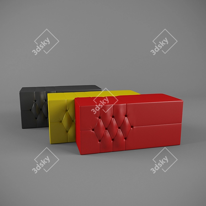 Dark Nestor Leather Pouf 3D model image 1