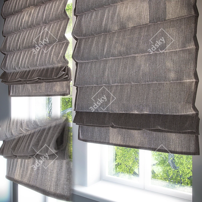 Versatile Roman Blinds - Adjustable Heights 3D model image 1