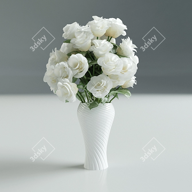 Elegant White Rose Bouquet 3D model image 1