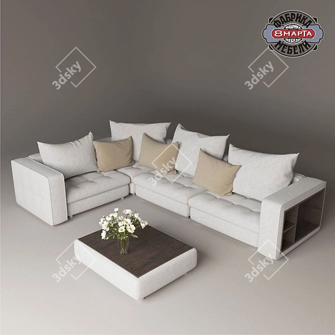 Stone Modular Sofas - Versatile Corner Design 3D model image 1