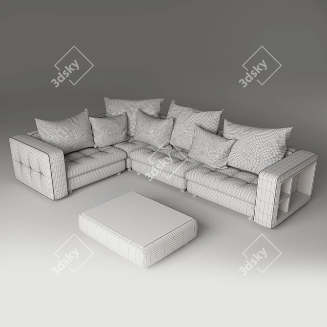 Stone Modular Sofas - Versatile Corner Design 3D model image 2