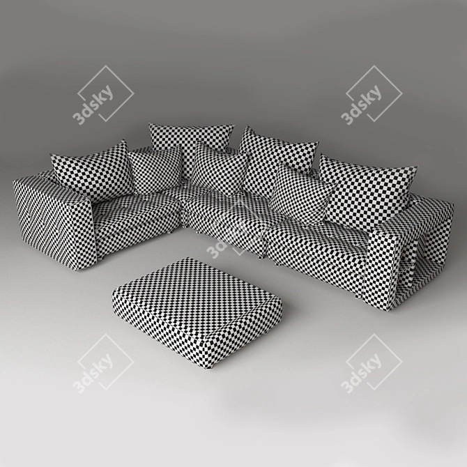 Stone Modular Sofas - Versatile Corner Design 3D model image 3